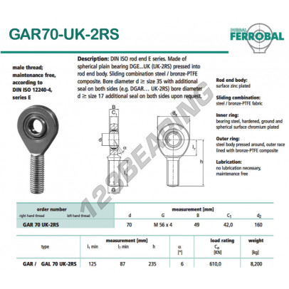 GAR70-UK-2RS-DURBAL